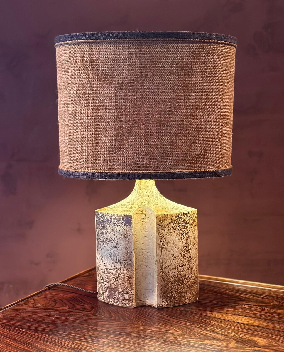 ceramic lamp with handmade shade