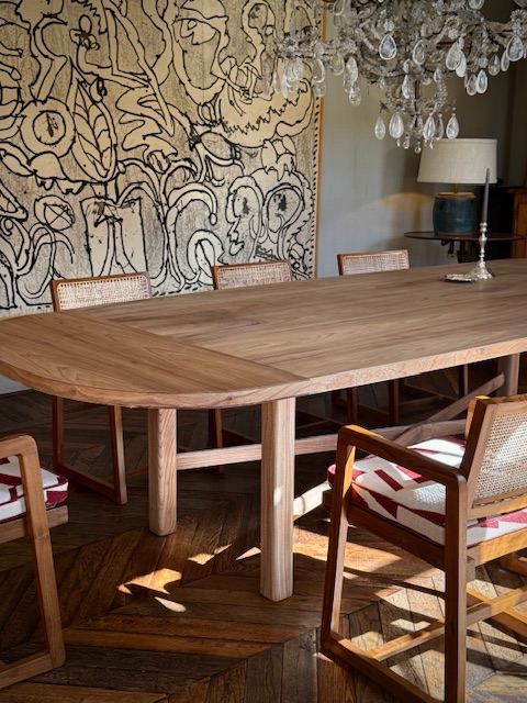 Elm wood dining table