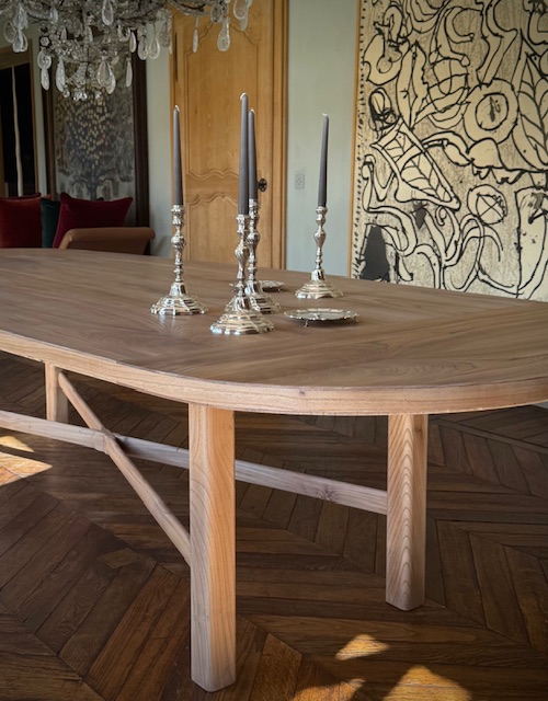 Elm wood dining table