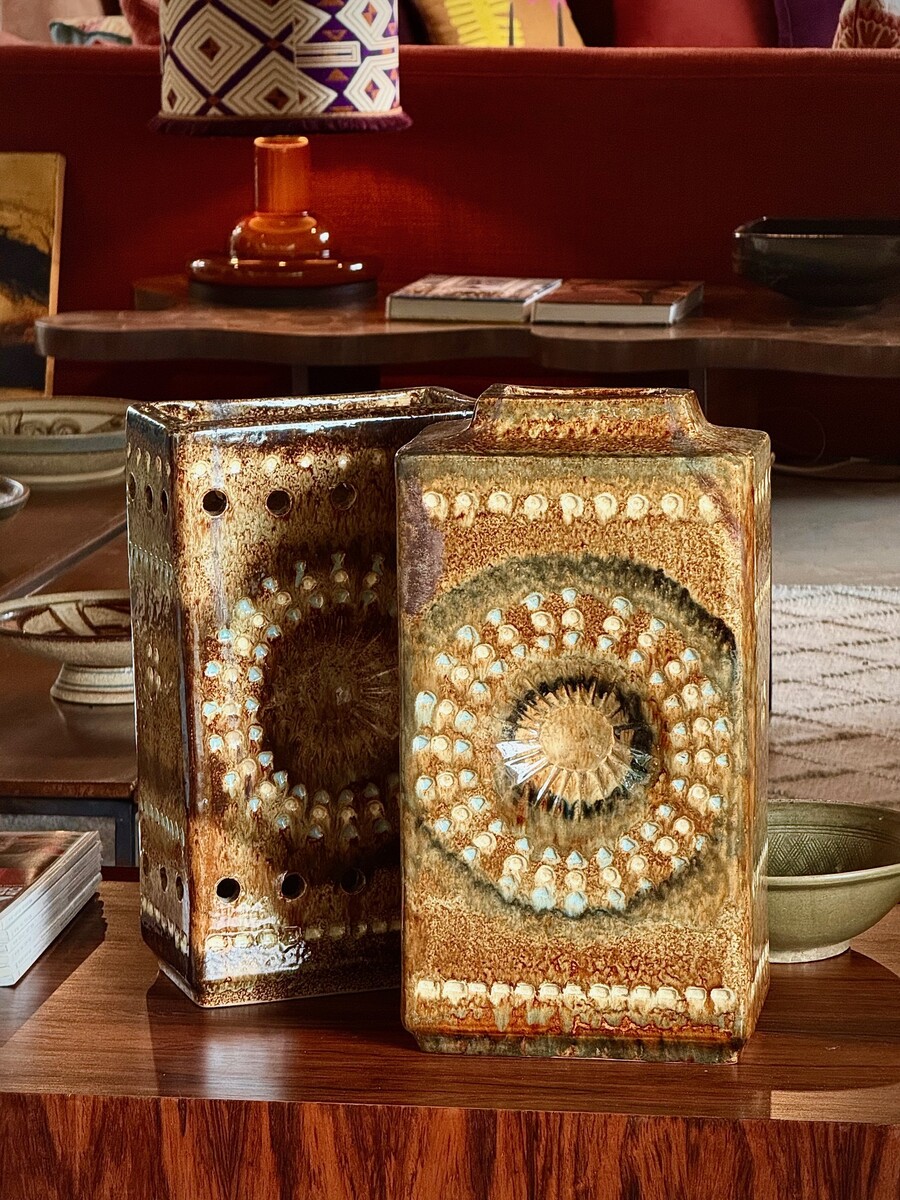 Pair ceramic vases