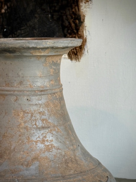 pair earthen ware vases Han Dynasty