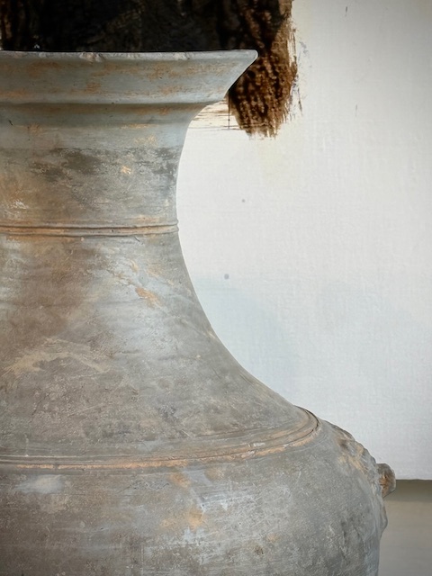 pair earthen ware vases Han Dynasty