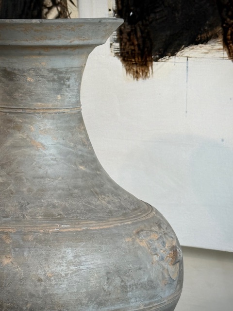 pair earthen ware vases Han Dynasty