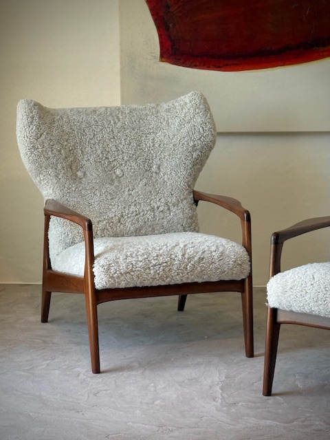 pair rosewood armchairs 1960's