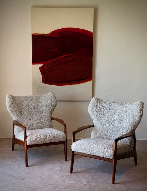 pair rosewood armchairs 1960's