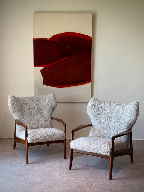 pair rosewood armchairs 1960's