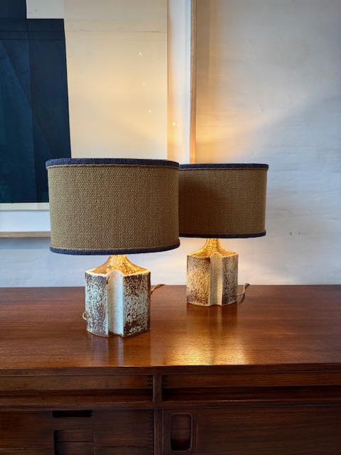 paire brutalist ceramic lamps 60's