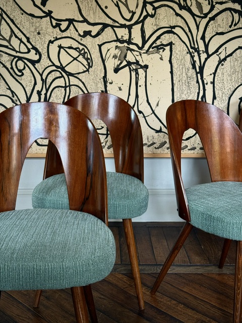 set of 8 dining chairs by Antonin Suman