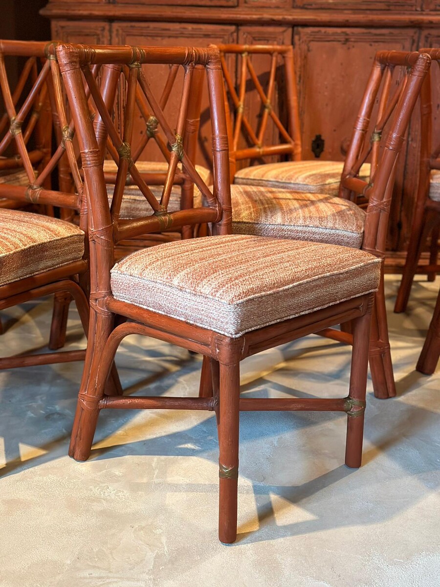 set of 8 faux bamboo chairs