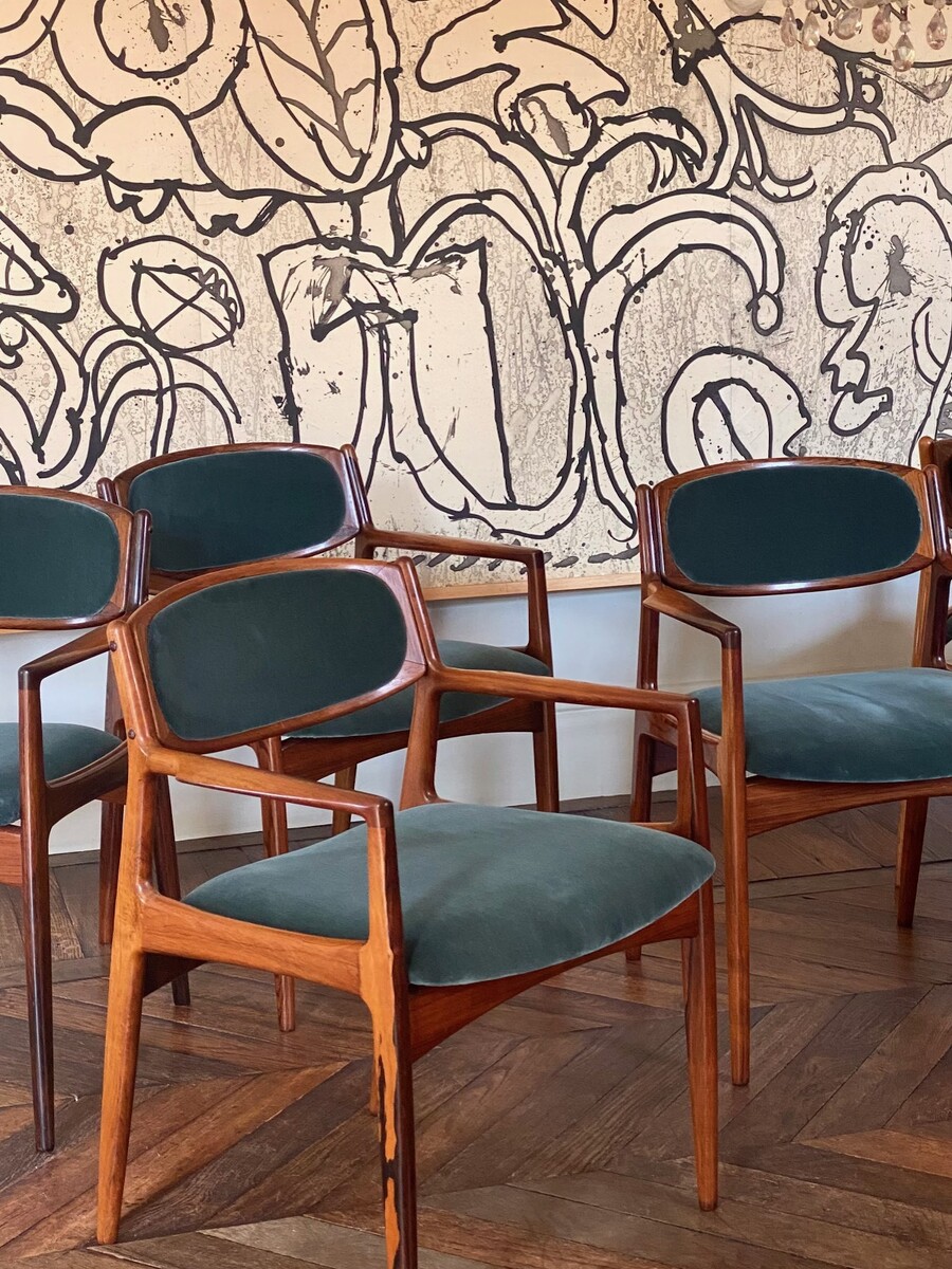 Set of six dining armchairs